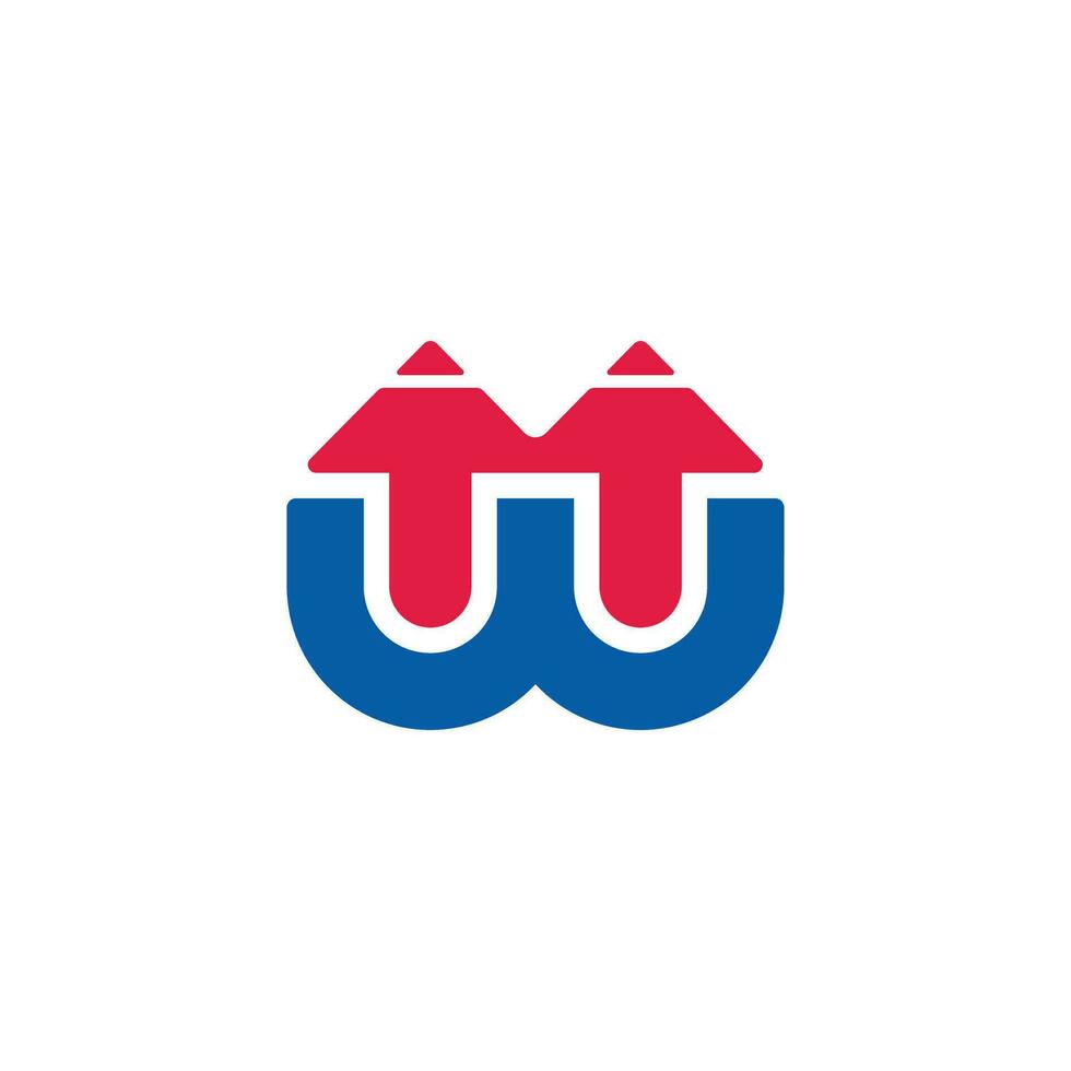 letter w motion up arrow shape geometric design logo vector