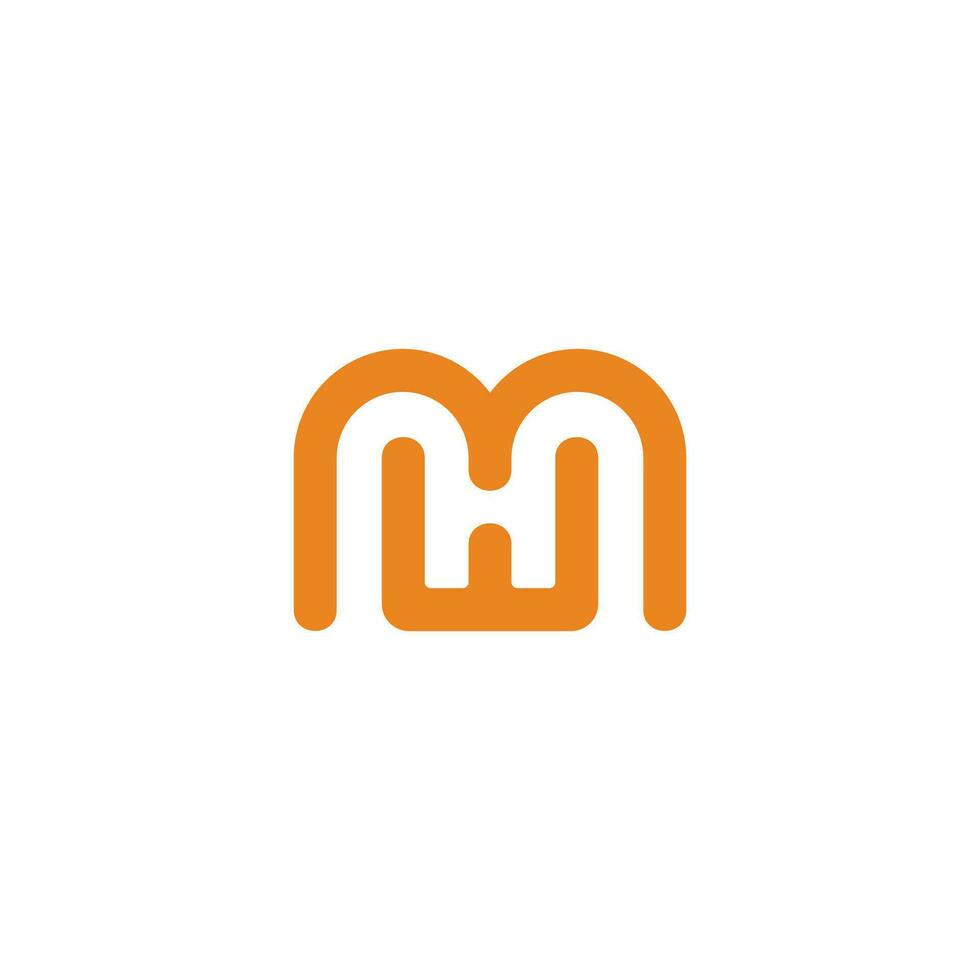 letter mh simple linear maze logo vector