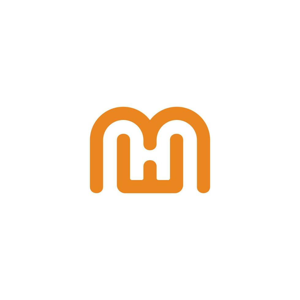 letter mh simple linear maze logo vector