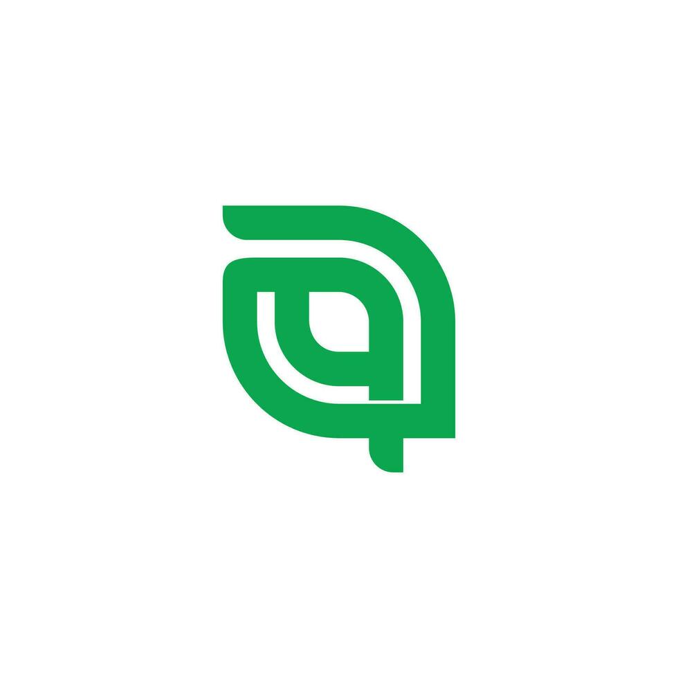 letter a q leaf shape linked overlap line geometric logo vector