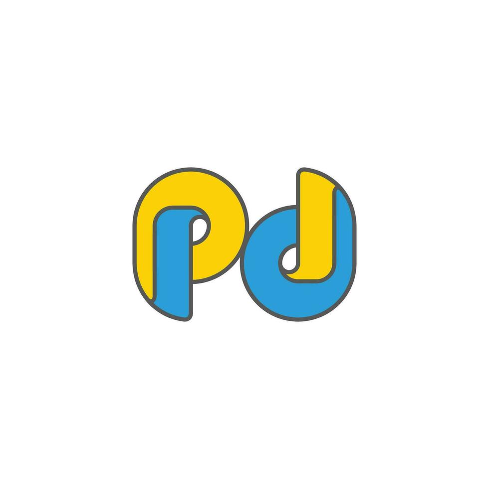 letter pd linked colorful fun design logo vector