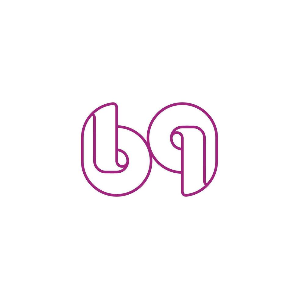 letter bq circle linked thin line geometric logo vector