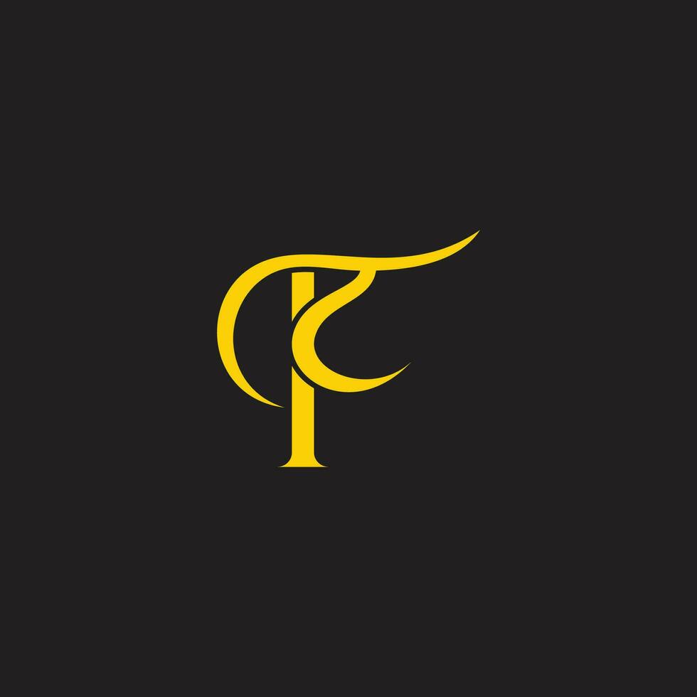 letter ft abstract curves simple logo vector