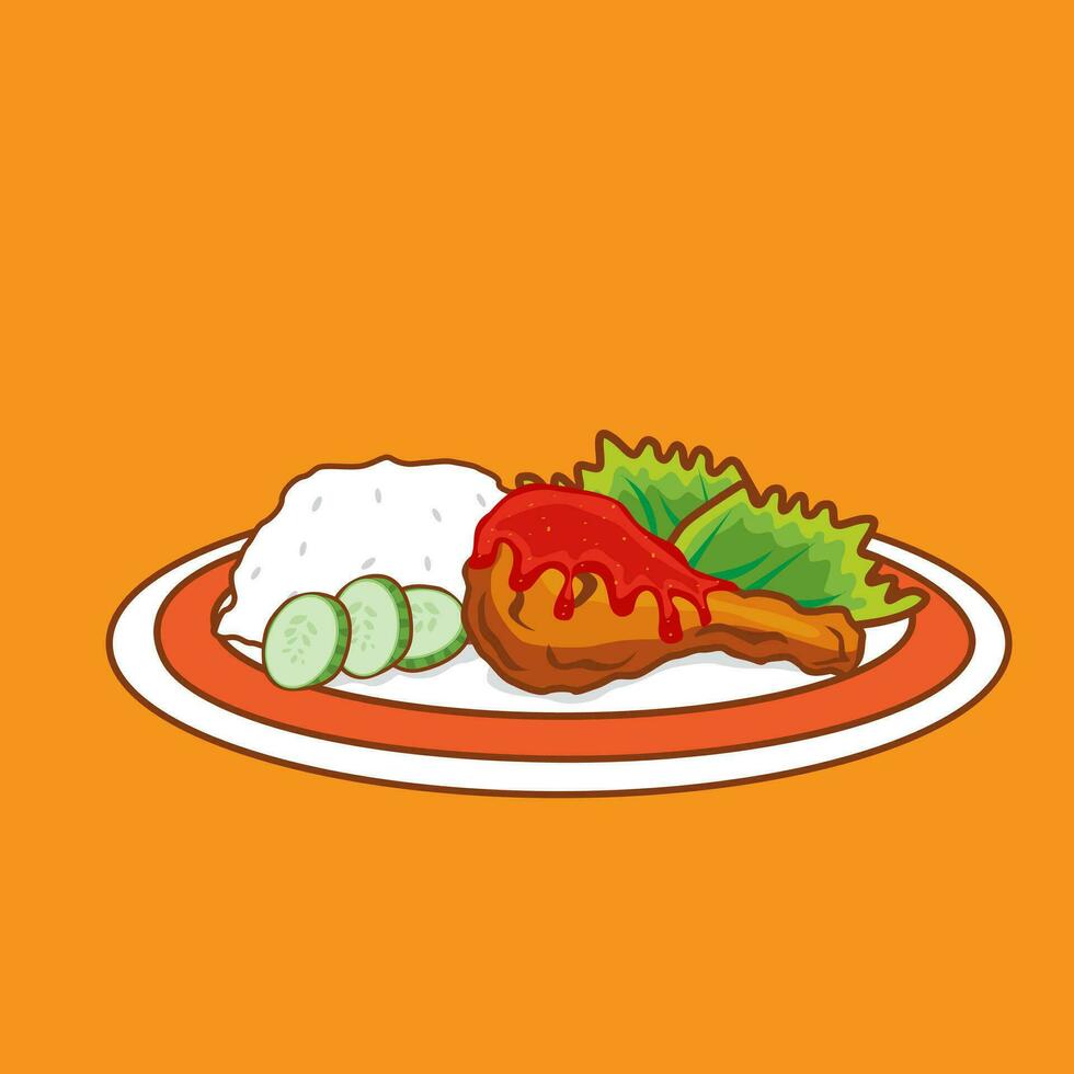 vector ilustración Indonesia comida pollo con sambal