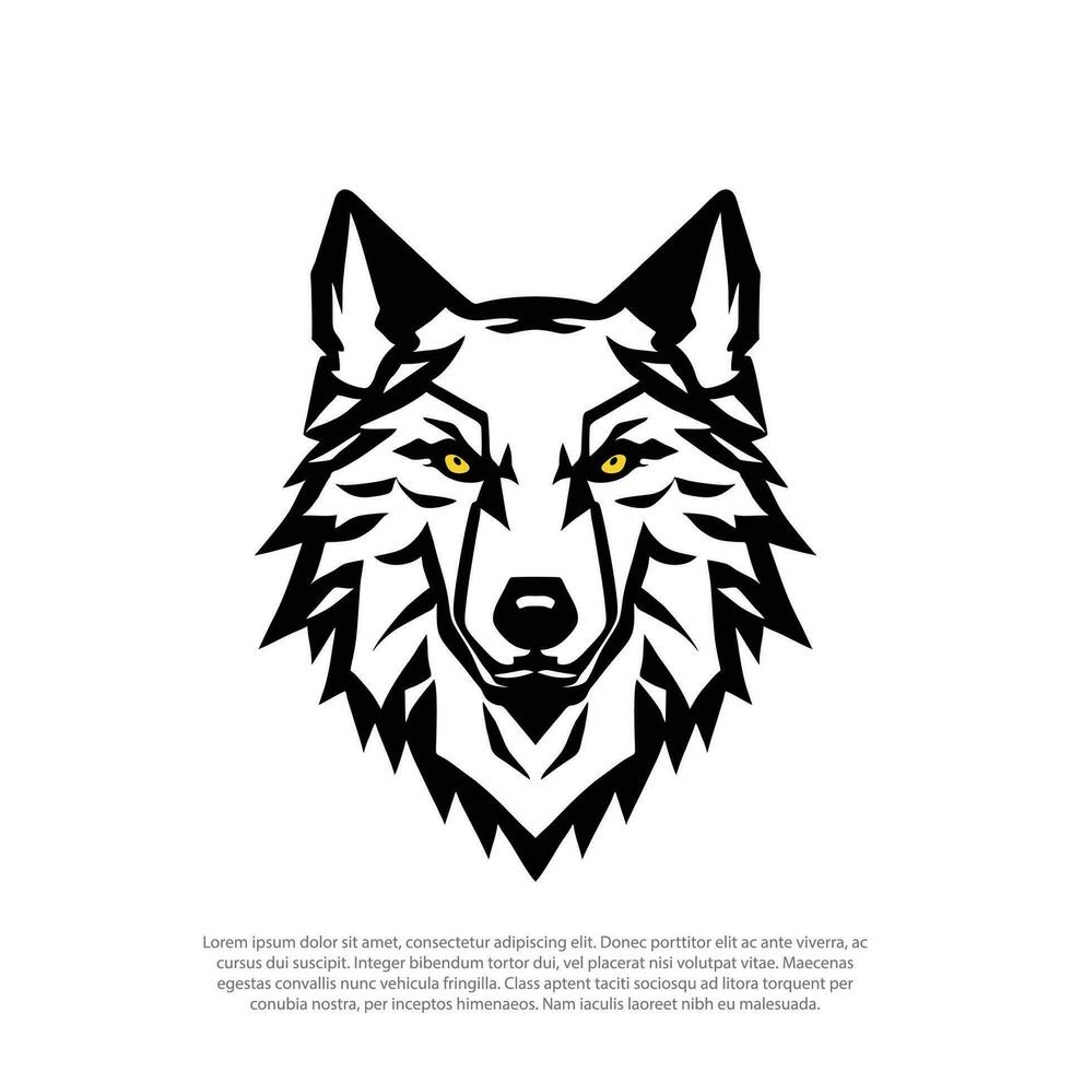 wolf head, vintage logo line art concept black and white color, hand drawn illustration, wolf head vector