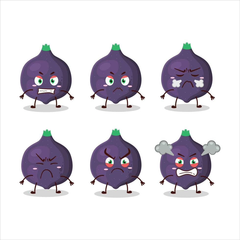 Fig cartoon character with various angry expressions vector