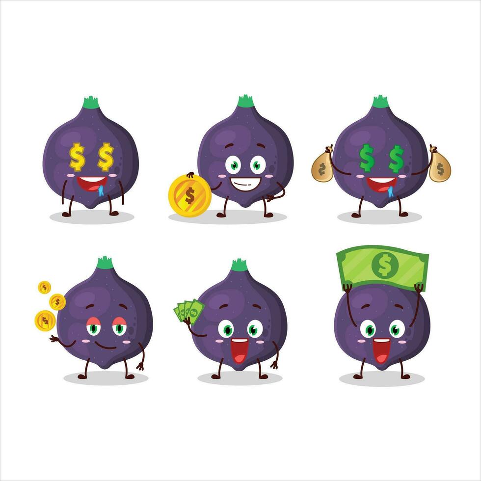 Fig cartoon character with cute emoticon bring money vector