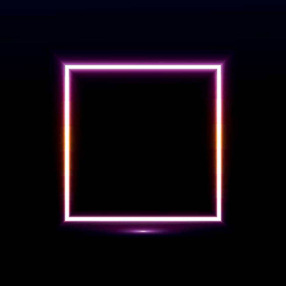 Neon lamp, purple neon rectangle, glowing circle, pink neon vector illustration.