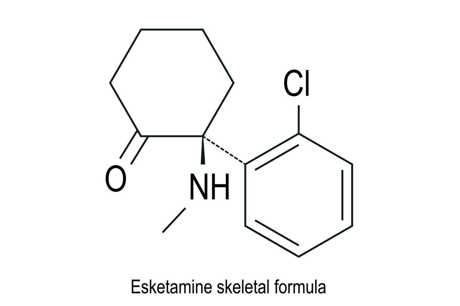 esketamina molécula esquelético fórmula. vector ilustración.