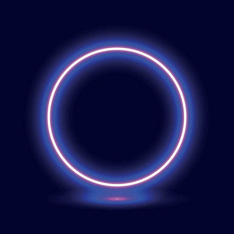 Neon lamp, neon circle, glowing circle, pink neon vector illustration.