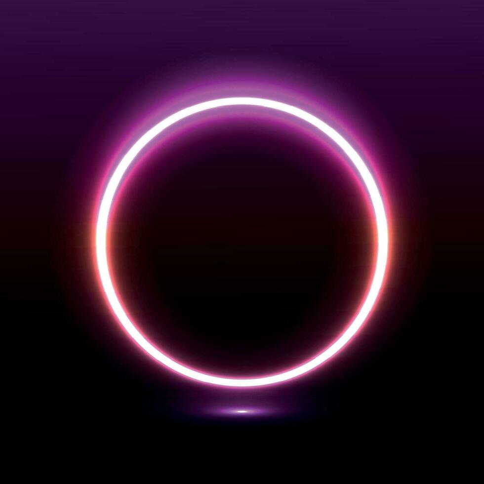 Neon lamp, neon circle, glowing circle, pink neon vector illustration.