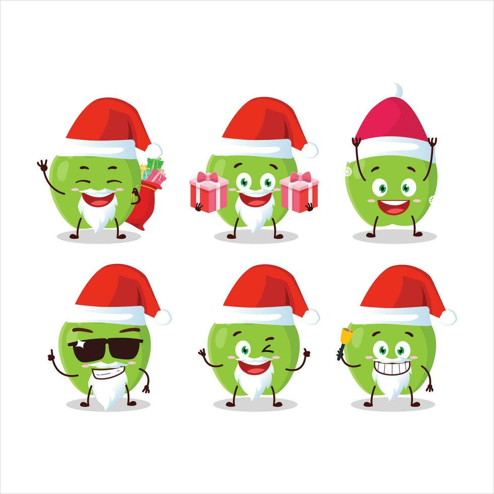 Papa Noel claus emoticones con nuevo verde manzana dibujos animados personaje vector