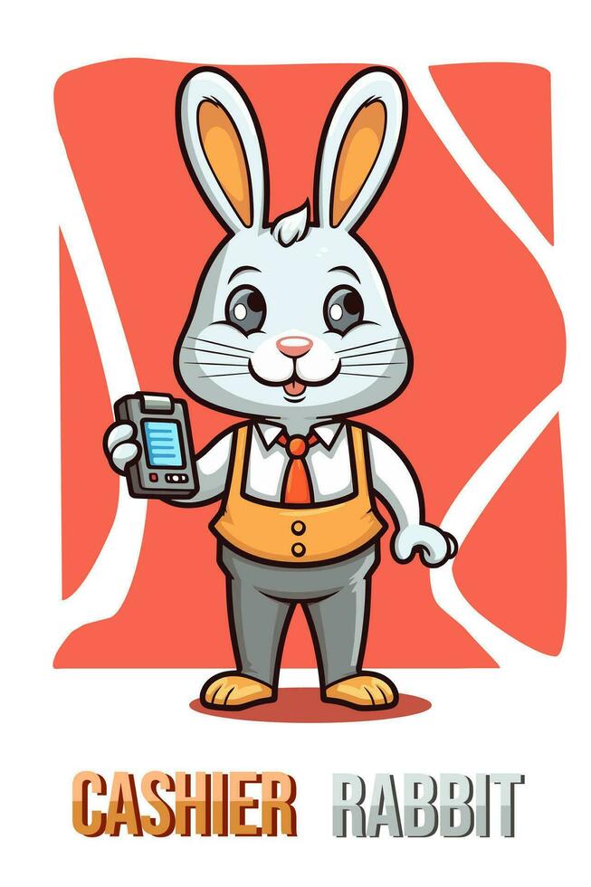 Vector Illustration, Cashier Rabbit, Animal Clipart