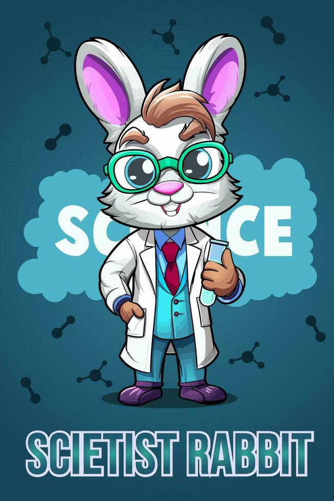 Vector Illustration, Scientist Rabbit, Animal Clipart