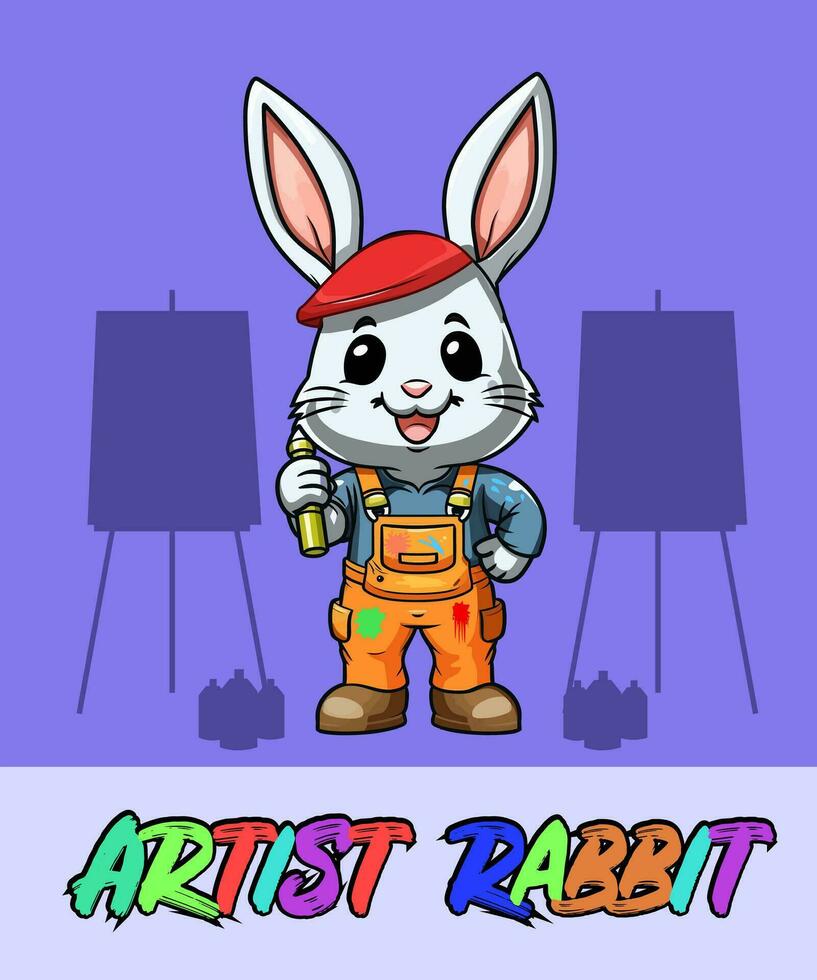Vector Illustration, Artist Rabbit, Animal Clipart