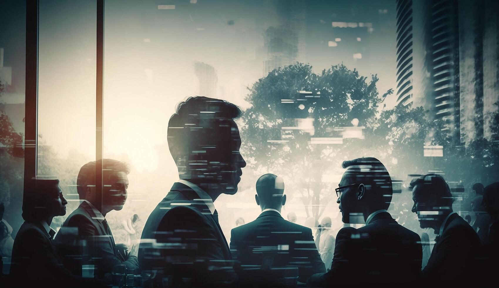 Blurred business people meeting in modern office building conference room, photo