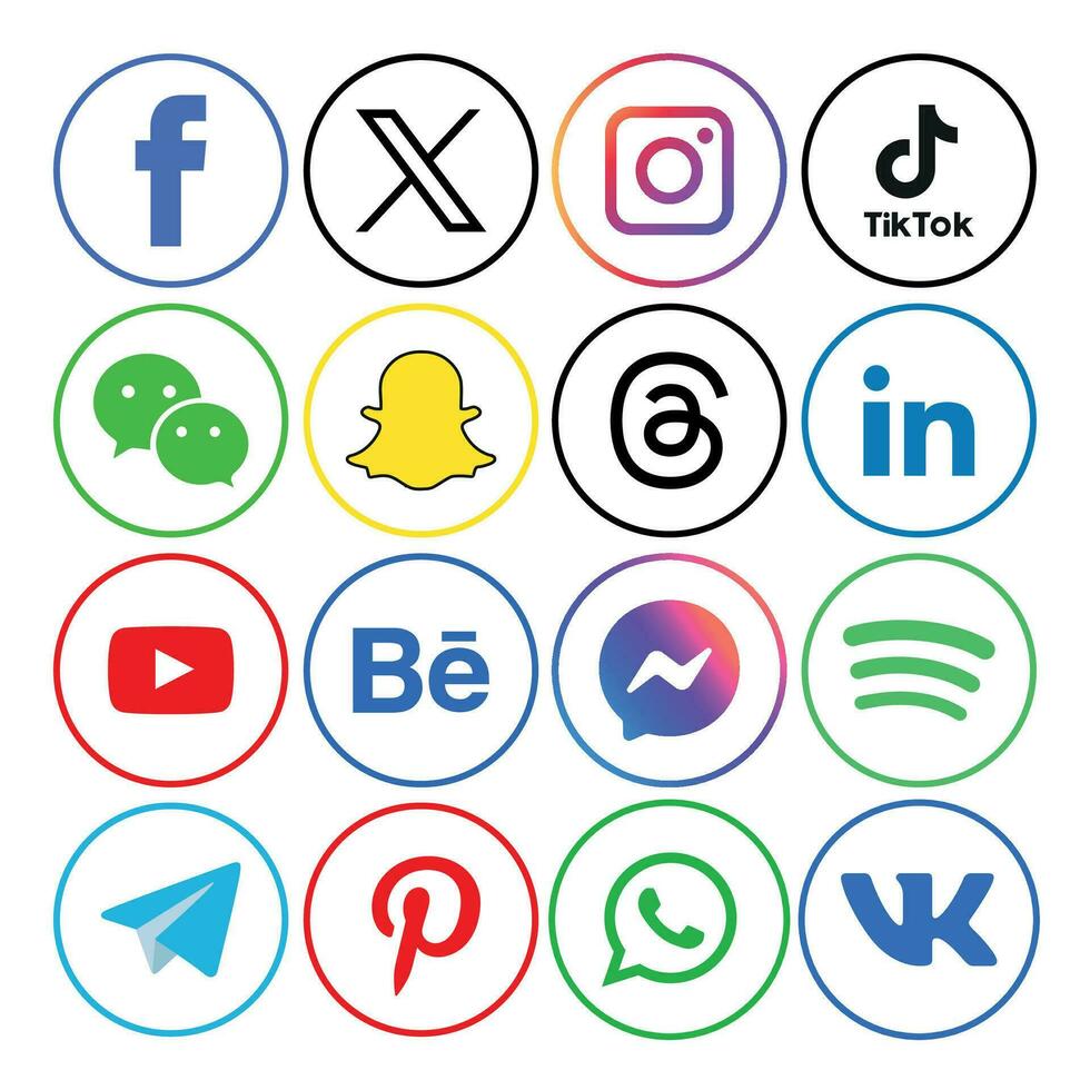 social medios de comunicación íconos conjunto logo vector ilustrador red