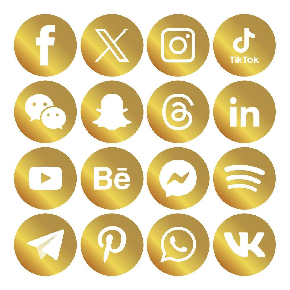 Gold Gradient Social media icons set Logo Vector Illustrator network