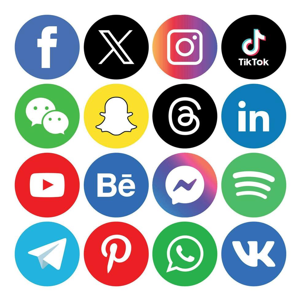 social medios de comunicación íconos conjunto logo vector ilustrador red