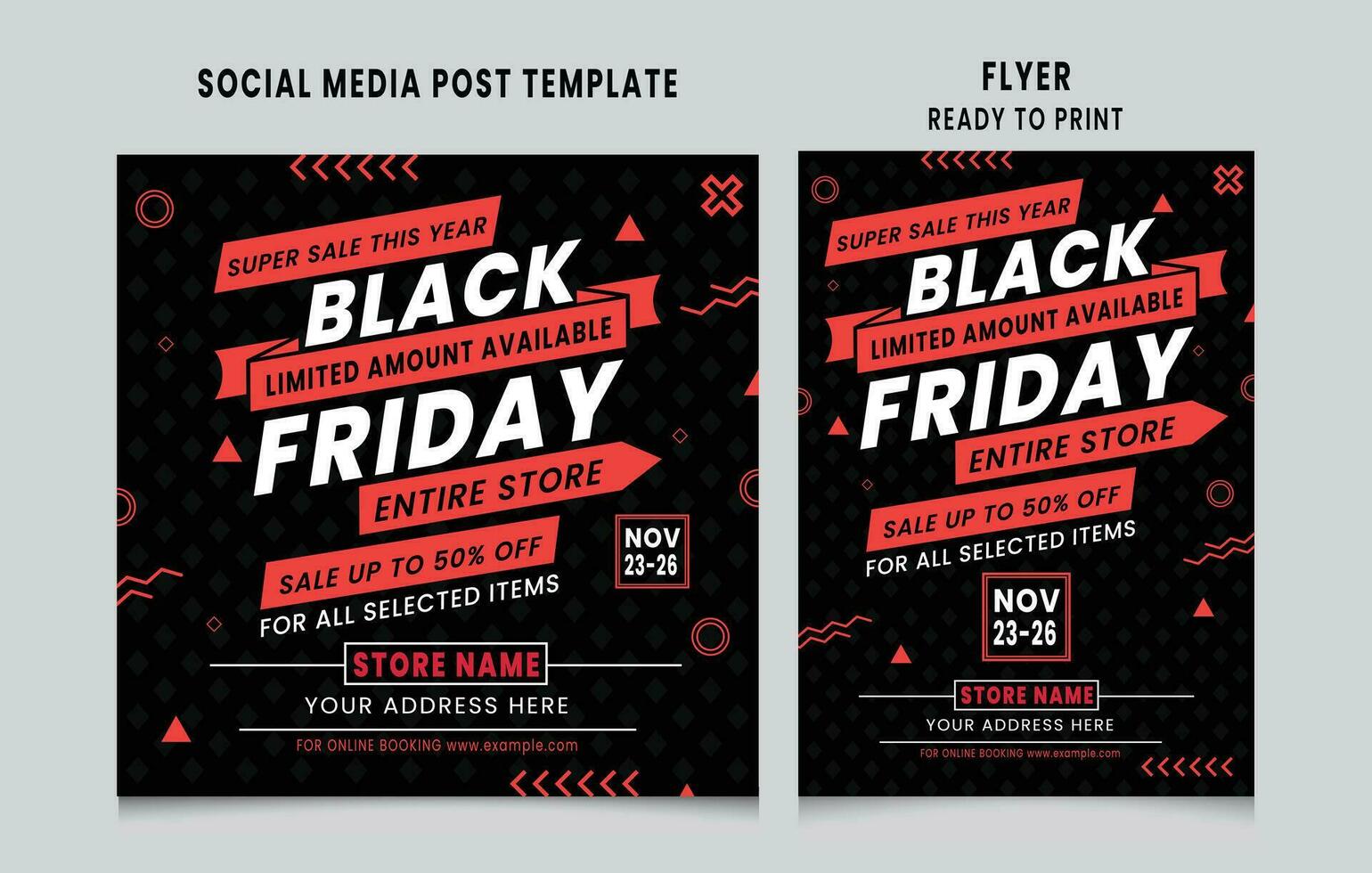 Black friday social media post design, Black Friday flyer design , Black friday promotion social media post and story template design vector