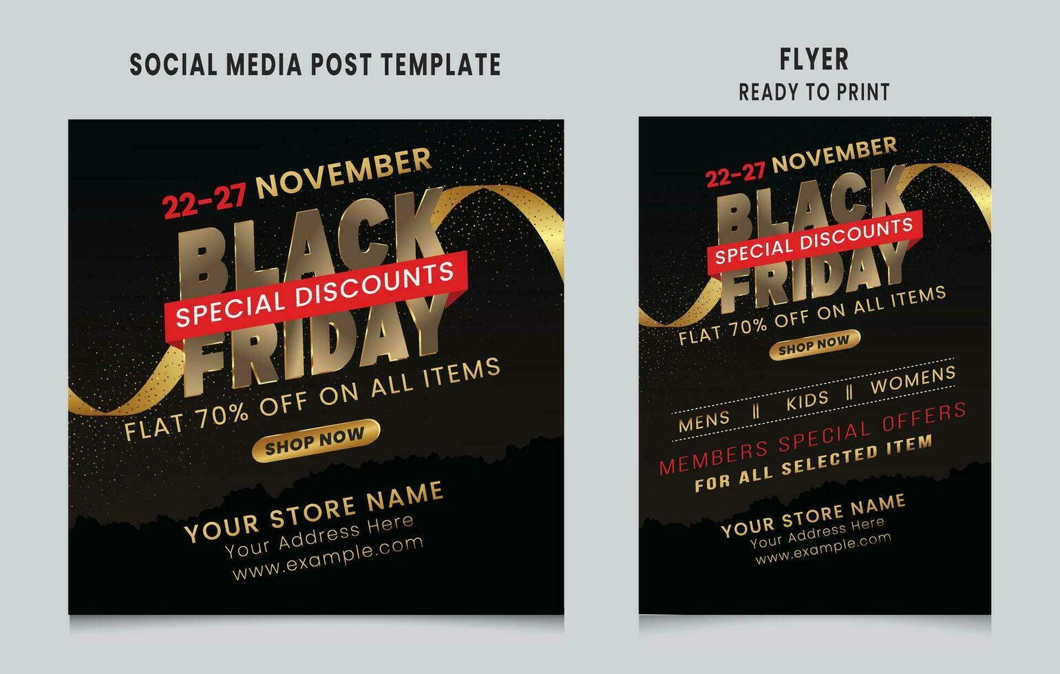 Black friday social media post design, Black Friday flyer design , Black friday promotion social media post and story template design vector