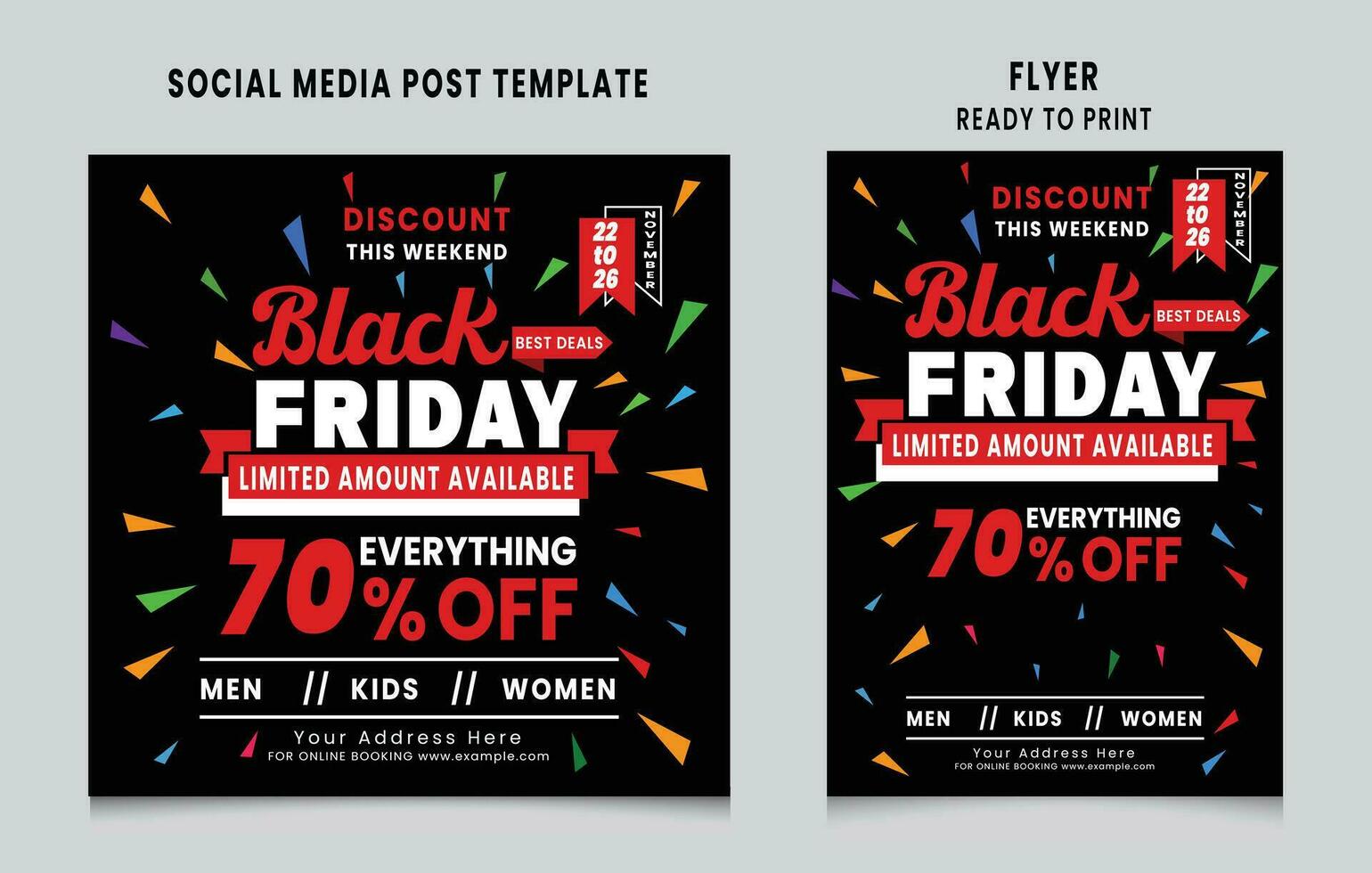 Black friday social media post design, Black Friday flyer design , Black friday promotion social media post and story template design vector