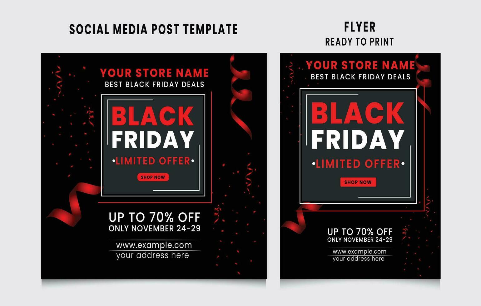 Black friday social media post design, Black Friday flyer design , Black friday promotion social media post and story template design vector