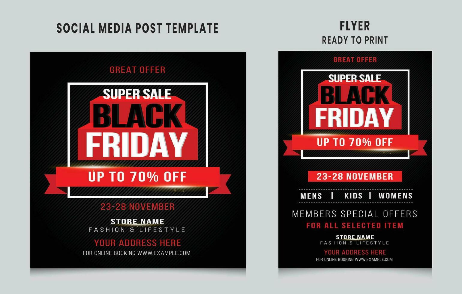 Black friday social media post design, Black Friday flyer design , Black friday promotion social media post and story template design vector