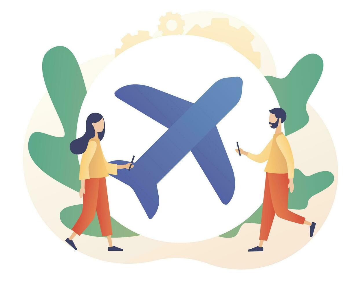 Flight mode on phone or laptop. Airplane mode concept. Modern flat cartoon style. Vector illustration on white background