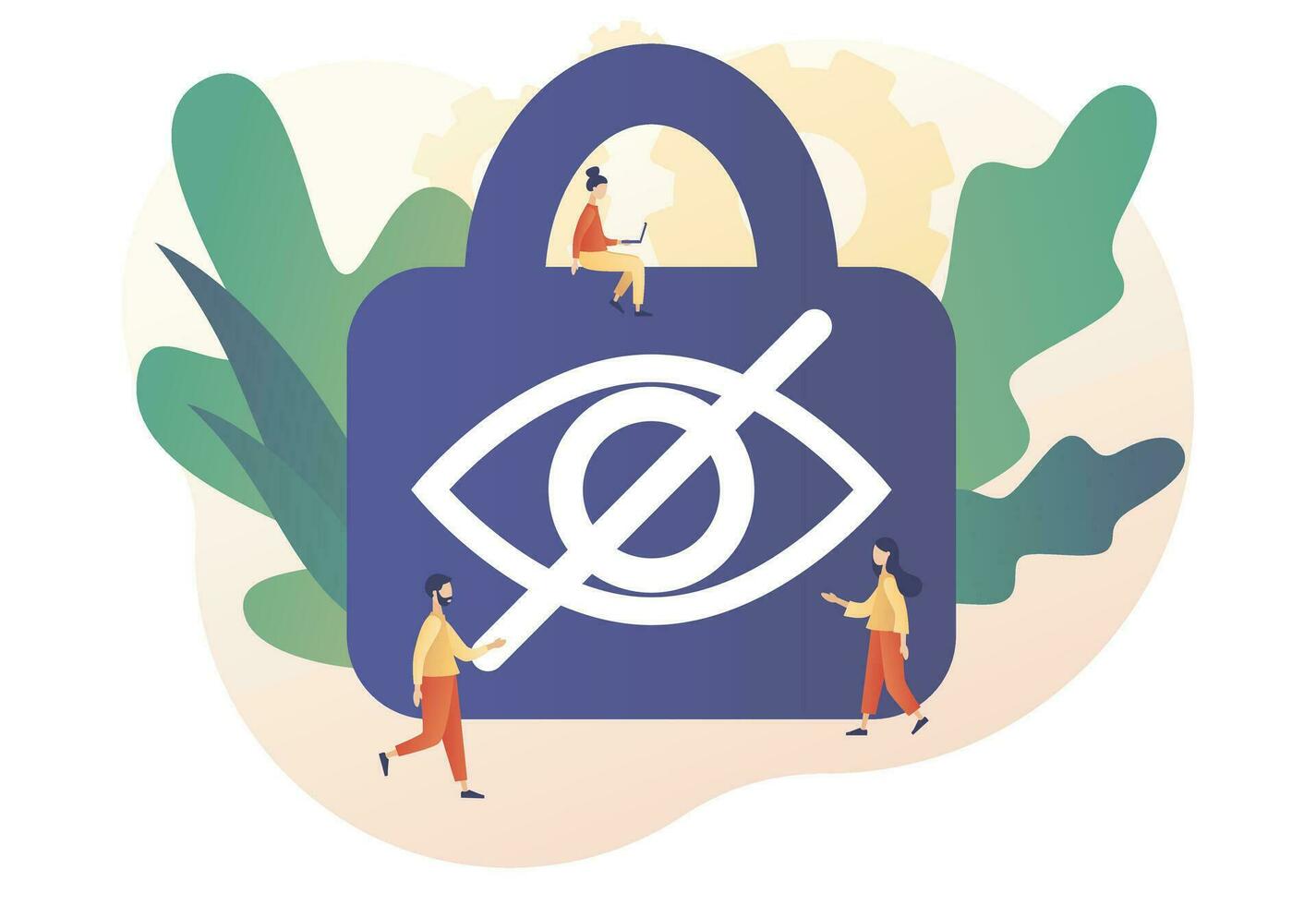 Lock with crossed eye sign. Sensitive content concept. Explicit content in social media, website, photos, pictures and video. Hide view. Modern flat cartoon style. Vector illustration