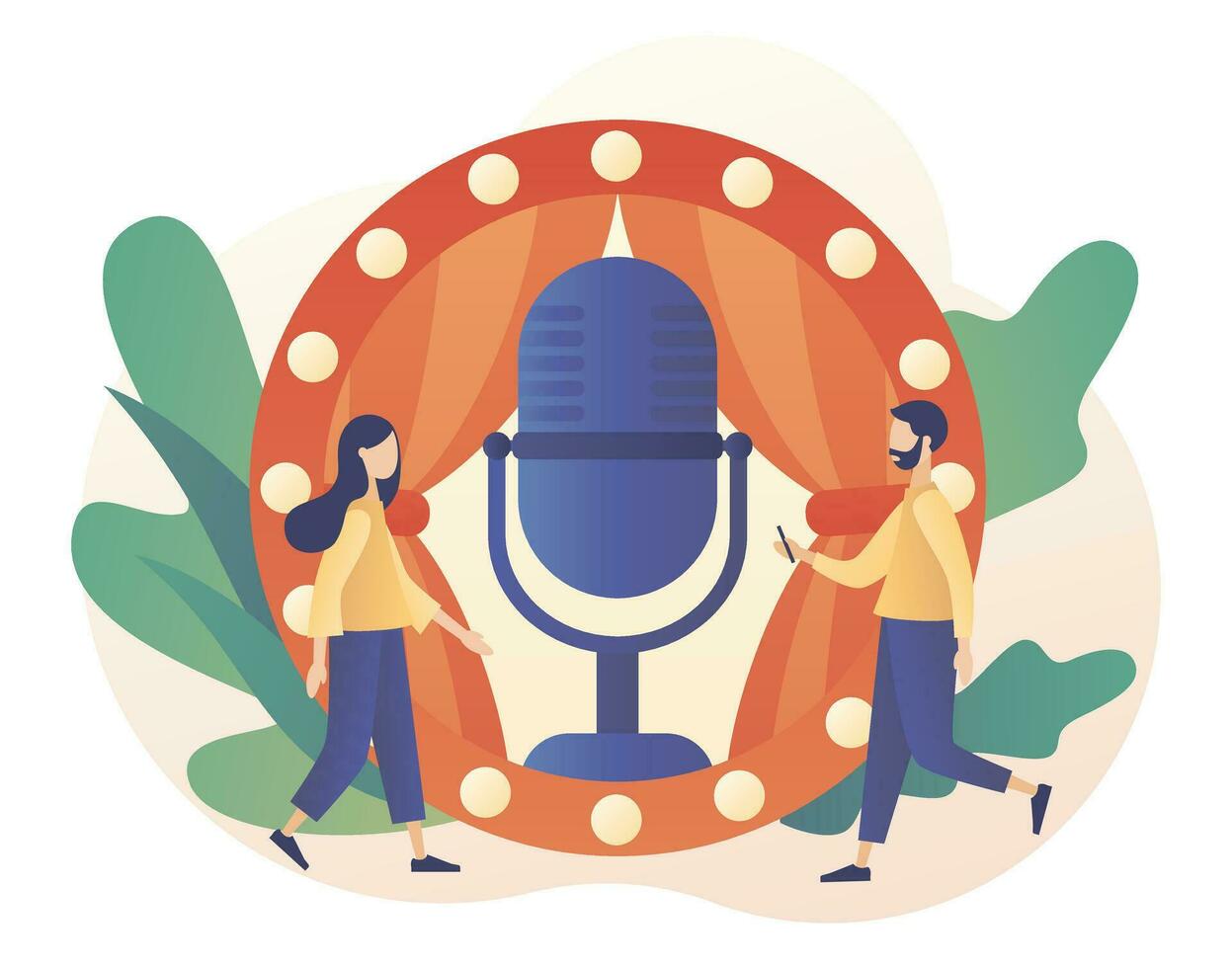 Stand Up comedy show. Invitation to Comedy concert. Open mic. Modern flat cartoon style. Vector illustration on white background