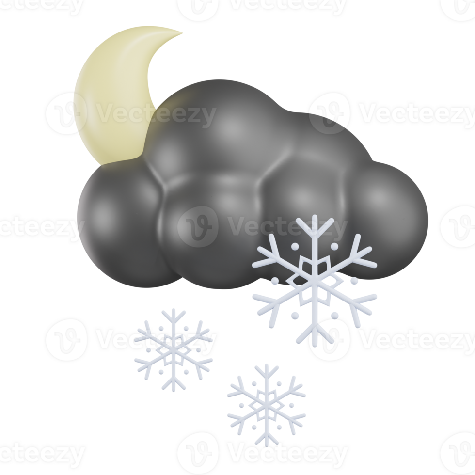 Moon Cloudy Snow Rain Weather 3D Illustration png