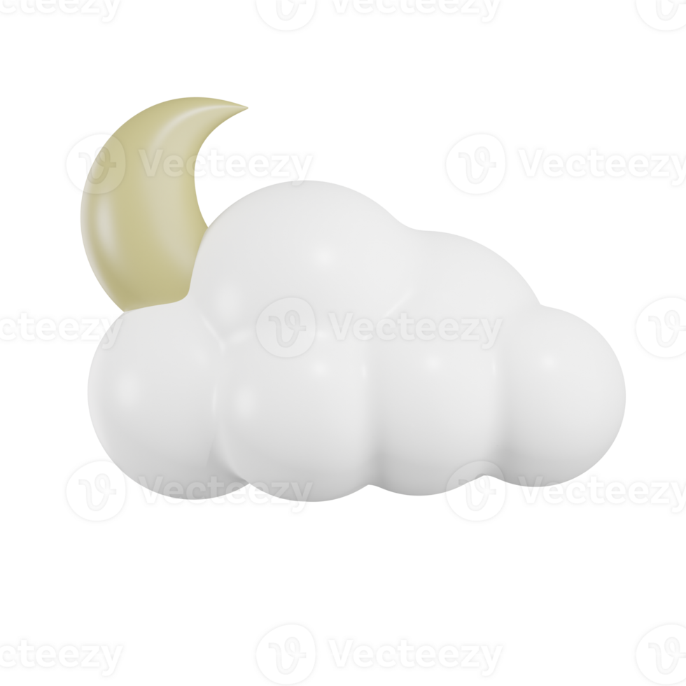 Moon Cloud Weather 3D Illustration png