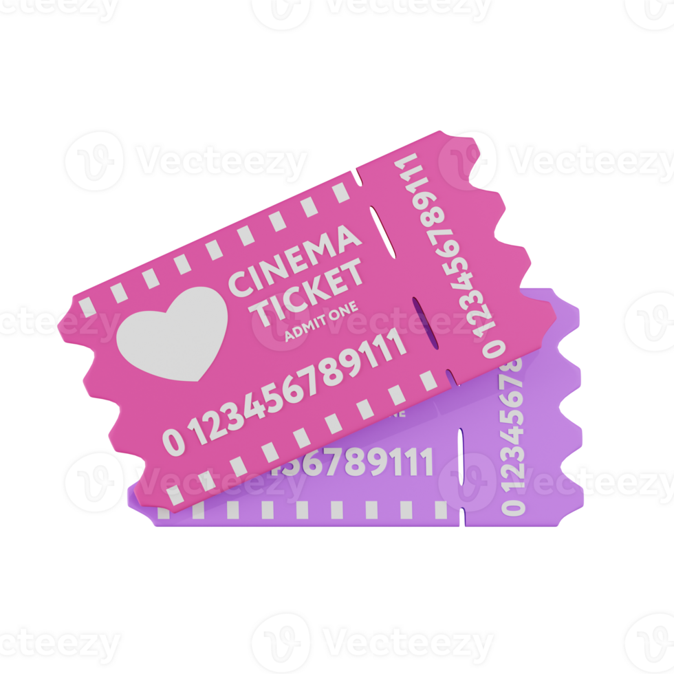 Ticket Valentine 3D Illustration 26995062 PNG