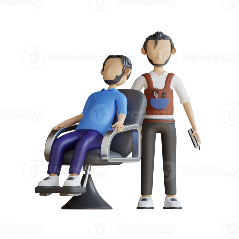 Barber Shop 3 Character 3D Illustrations png