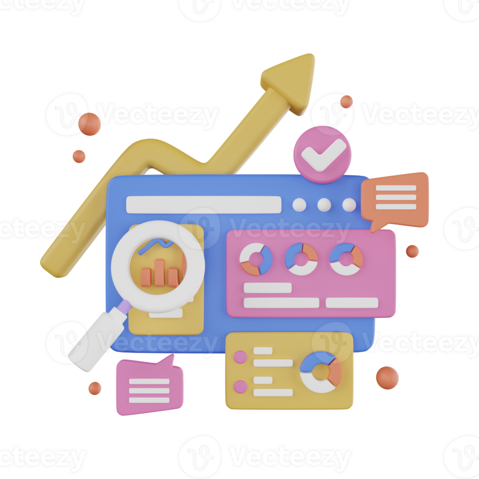 Analysis Chart Digital Marketing 3D Illustration png