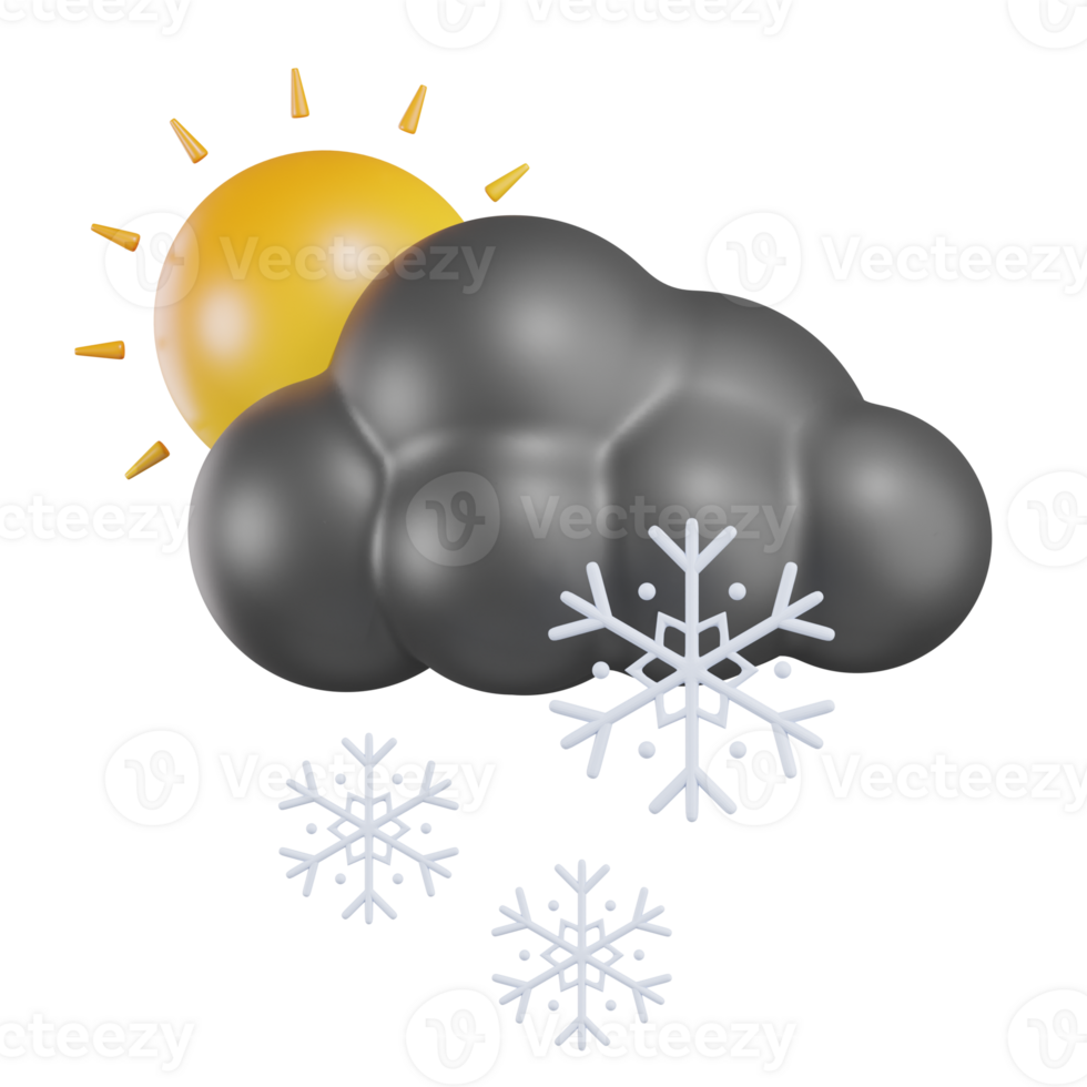 Sun Cloudy Snow Rain Weather 3D Illustration png