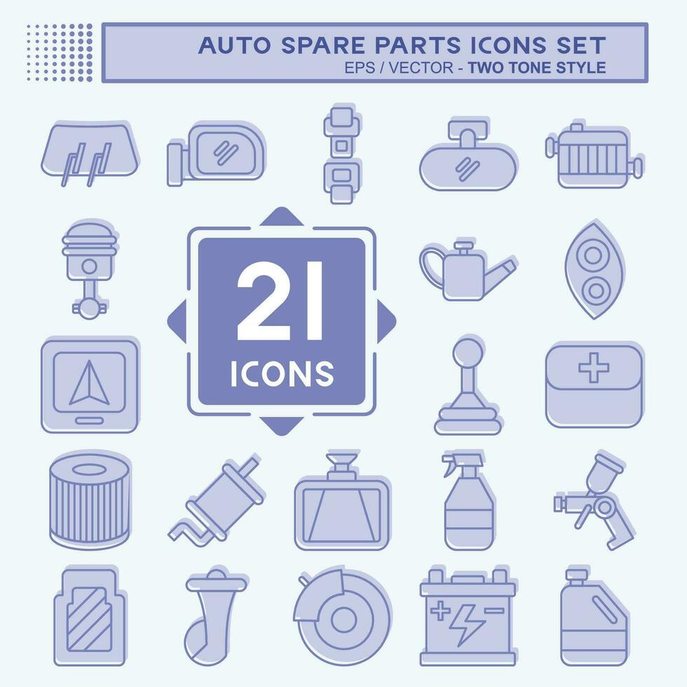 Icon Set Auto Spare Parts. related to Spare Parts symbol. two tone style. simple design editable. simple illustration vector