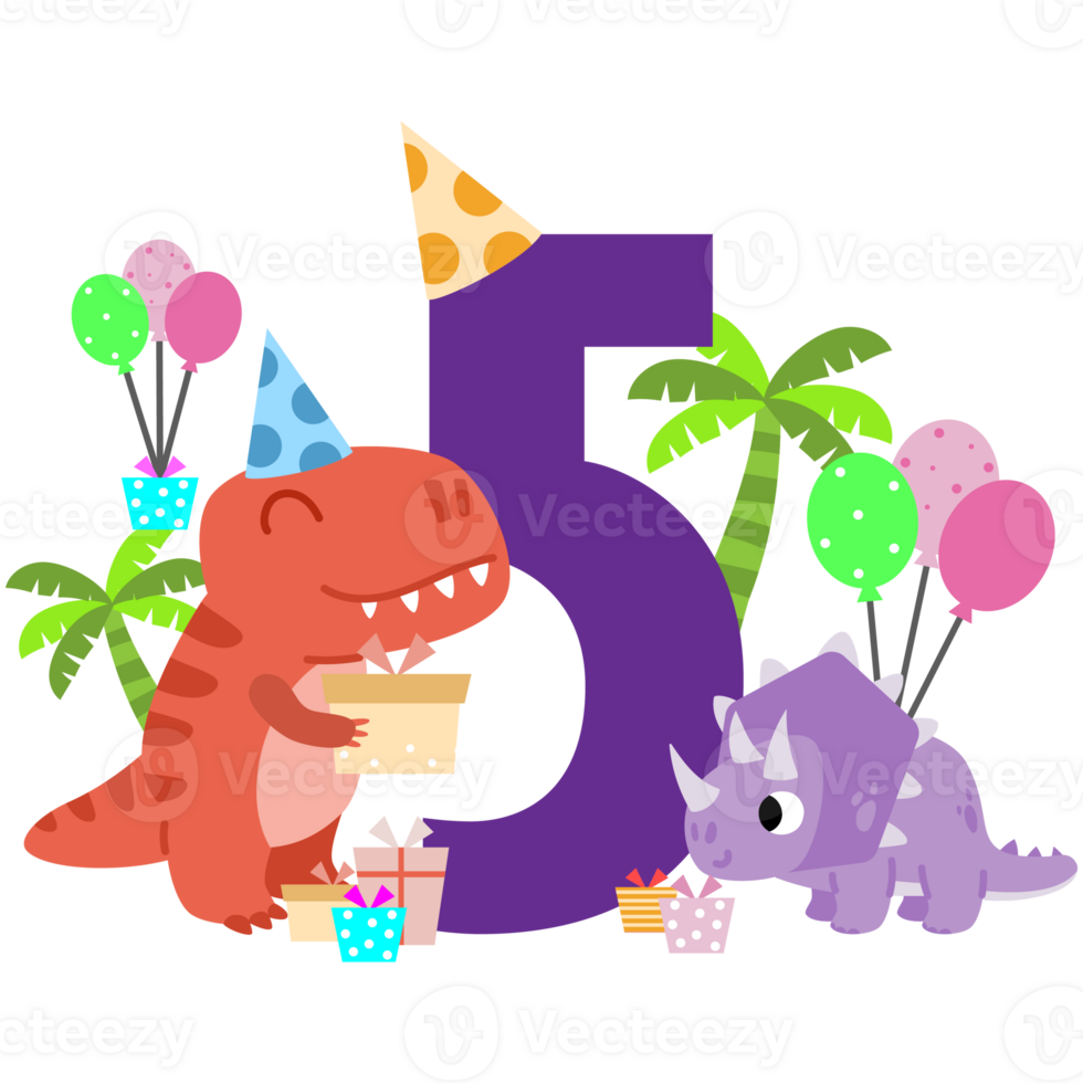 Happy Birthday dinosaur Clipart. number party dino png