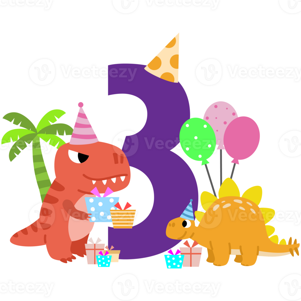 Happy Birthday dinosaur Clipart. number party dino png