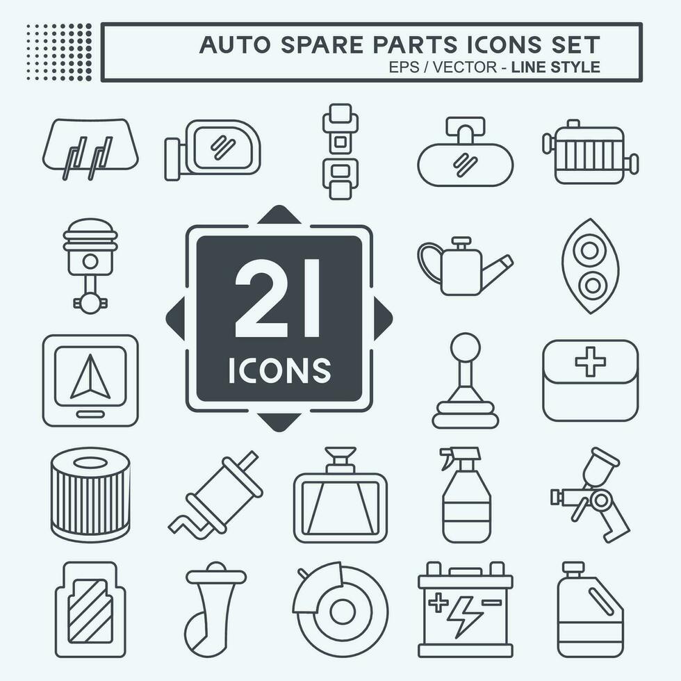 Icon Set Auto Spare Parts. related to Spare Parts symbol. line style. simple design editable. simple illustration vector