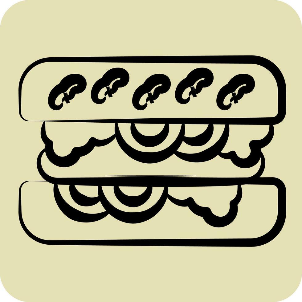 icono choripán. relacionado a argentina símbolo. mano dibujado estilo. sencillo diseño editable. sencillo ilustración vector