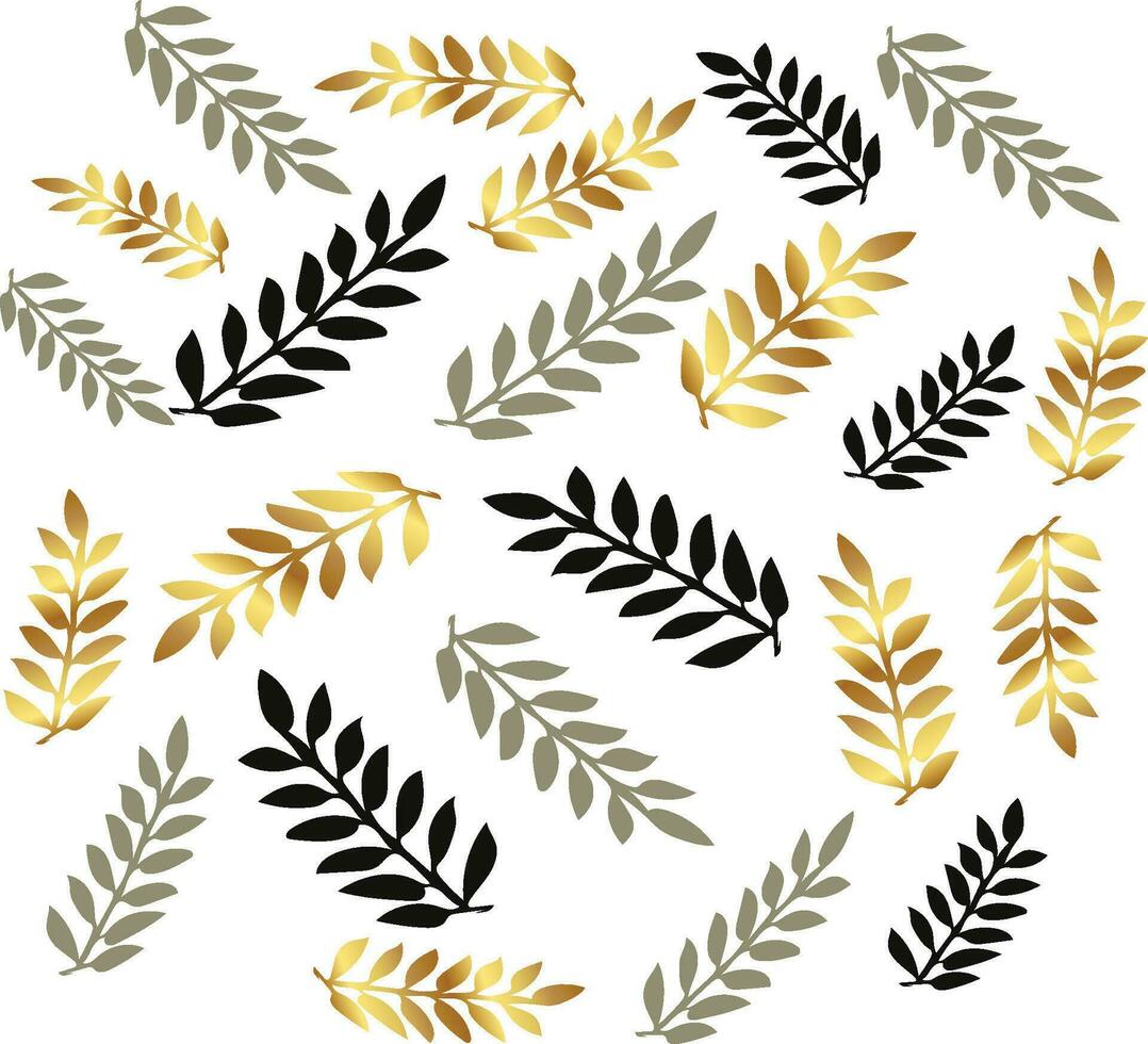 Gold black gray leaf vector