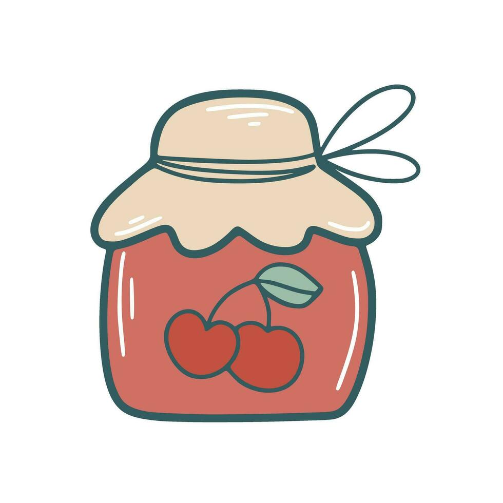 Hand drawn jar of cherry jam vector