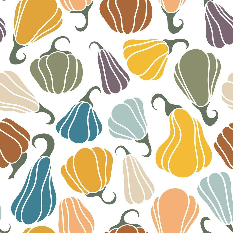 Colored pumpkin seamless pattern vector