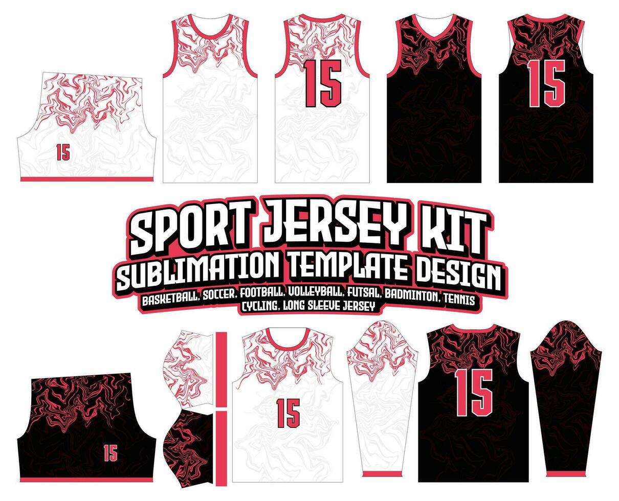 Abstract Red Liqufy Line Basketball Jersey Design Sportswear Template vector