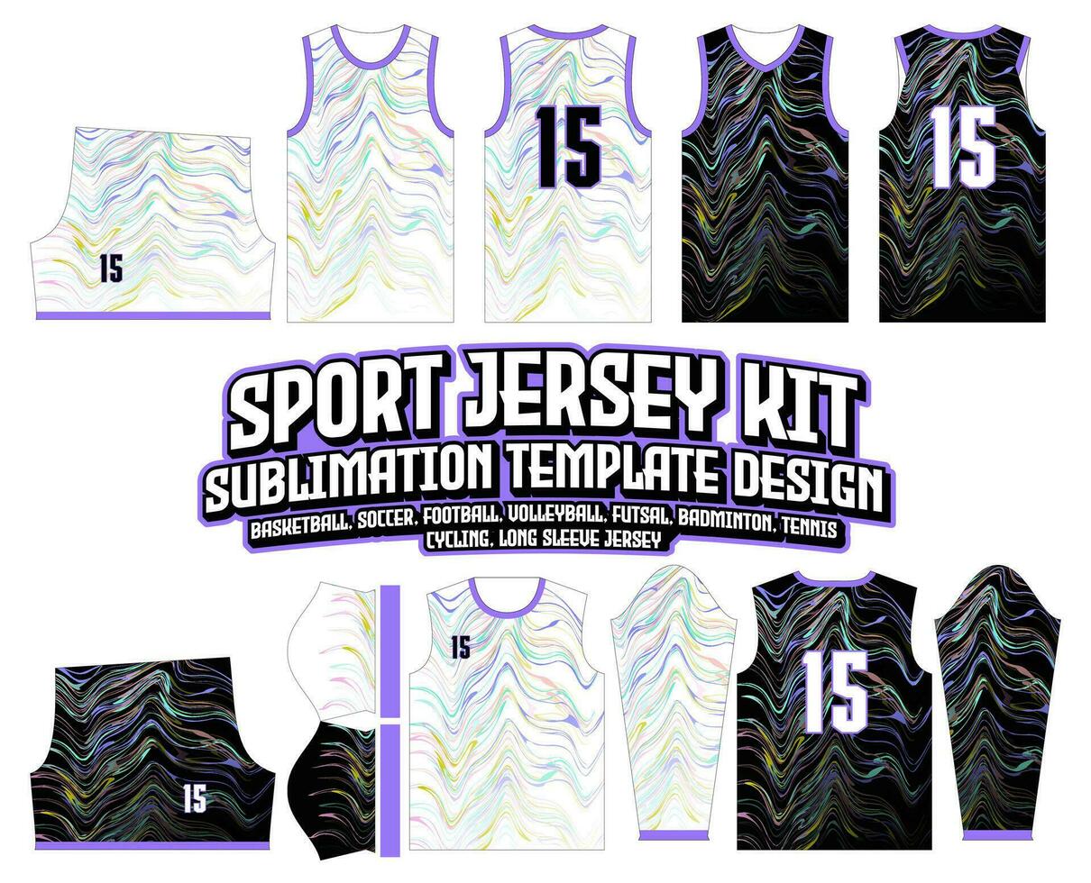 Abstract Colorful Outline Basketball Jersey Design Sportswear Template vector