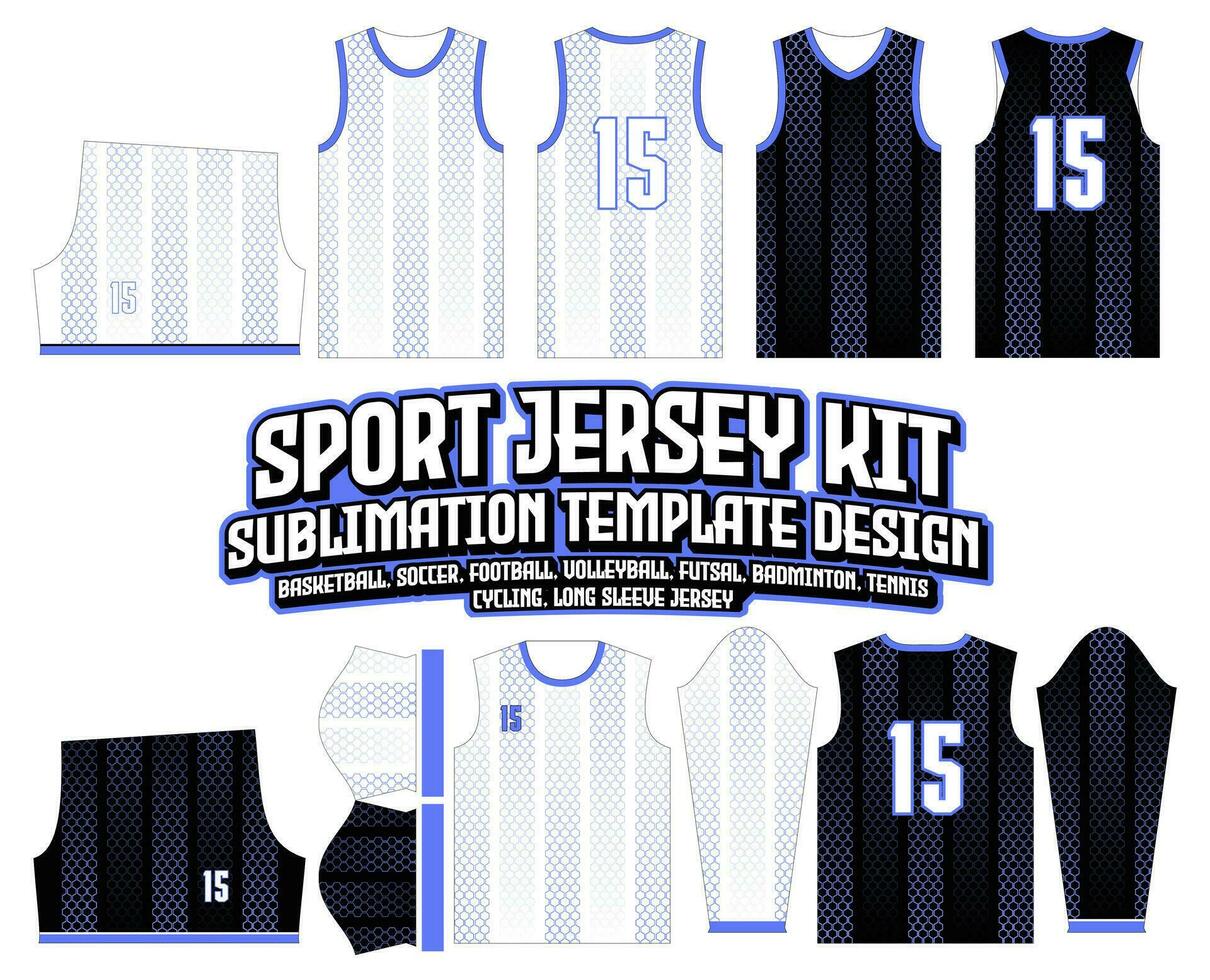 Hexagon Gradient Outline Basketball Jersey Design Sportswear Template vector