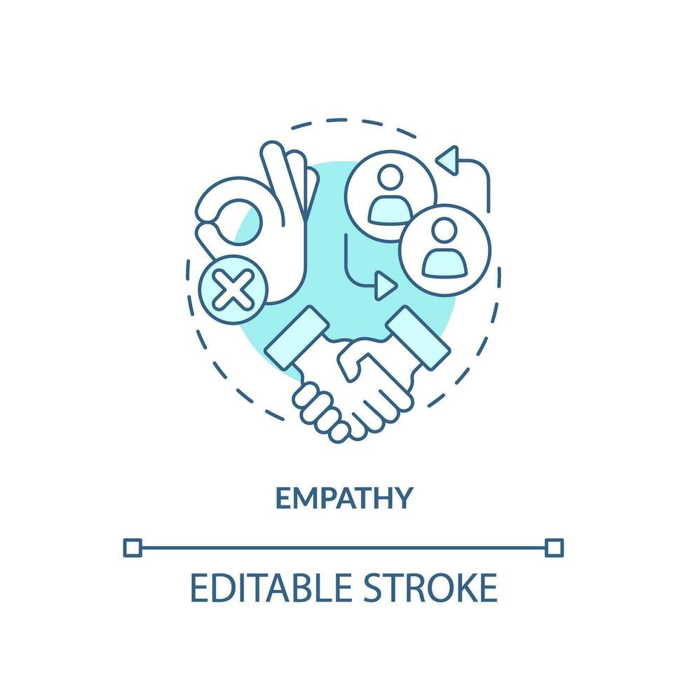 Empathy soft blue concept icon. Customer understanding. Building rapport. Emotional intelligence. Sales success. Round shape line illustration. Abstract idea. Graphic design. Easy to use vector