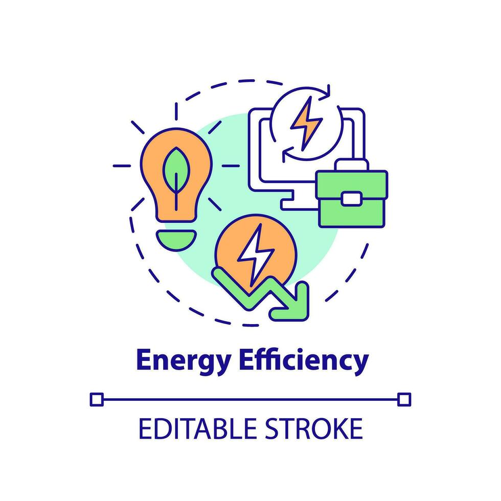 Editable energy efficiency icon concept, isolated vector, sustainable office thin line illustration. vector